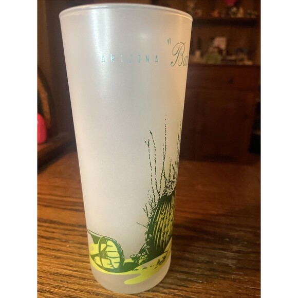 VINTAGE Blakely Oil & Gas Arizona SAGUARO CACTUS Tall Frosted Collins GLASS - Picture 3 of 6
